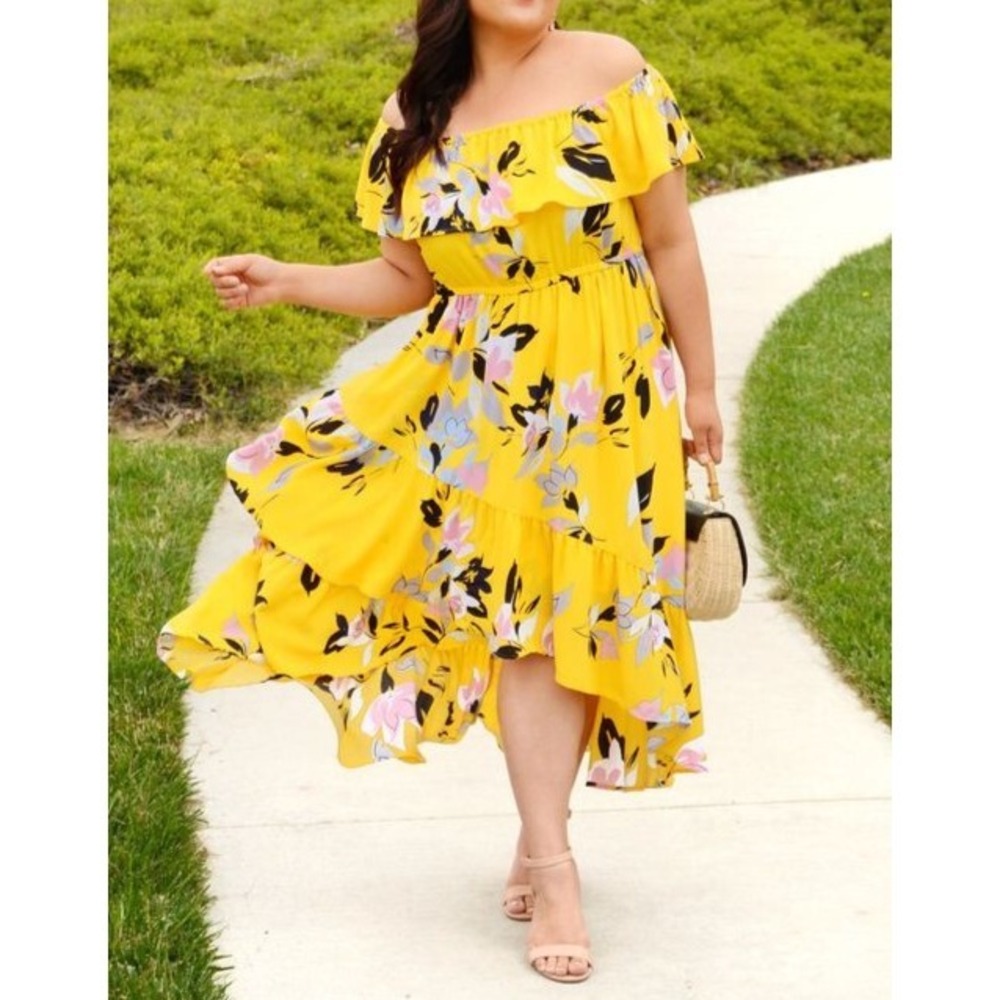 Lane Bryant Off Shoulder Ruffle Midi Dress Plus Size 22/24 Wedding Bridal Shower